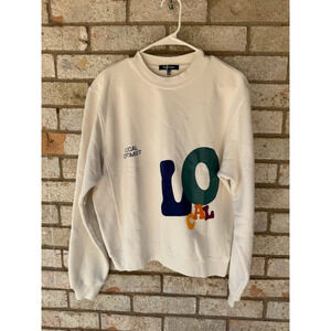 Madhappy Local Optimist White Fleece Crewneck Sweatshirt Size Small NWT